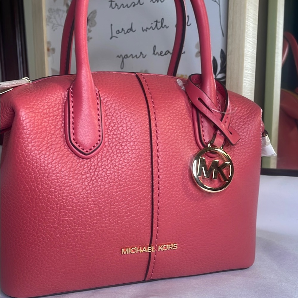 Michael Kors Pink Satchel Pebbled Leather Gold Accents